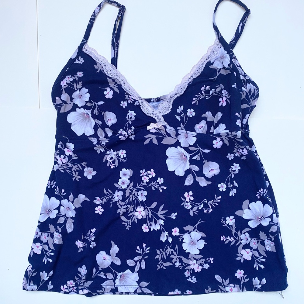 Floral Lace Trim Camisole Top